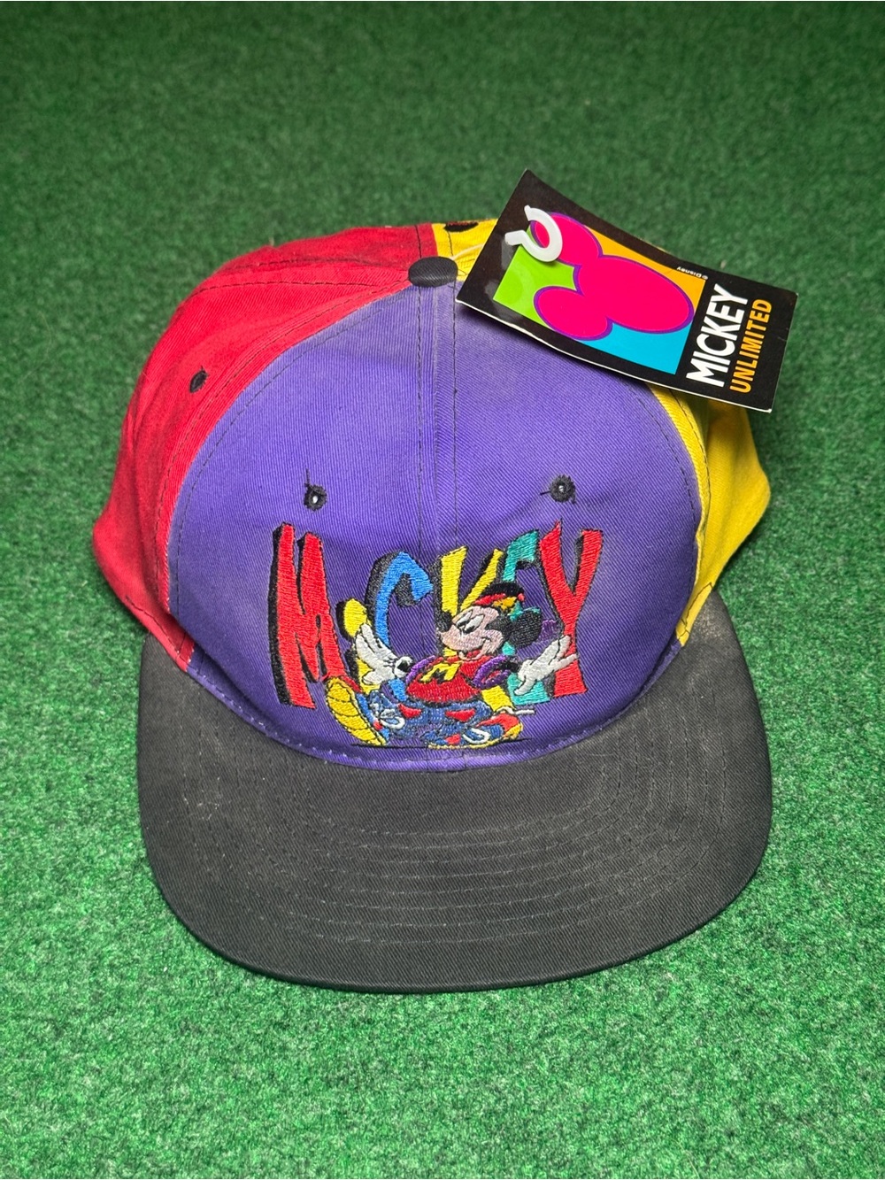 Vintage 90s Mickey Mouse Disney Hat, Hip Hop SnapBack New With Tags Colorful